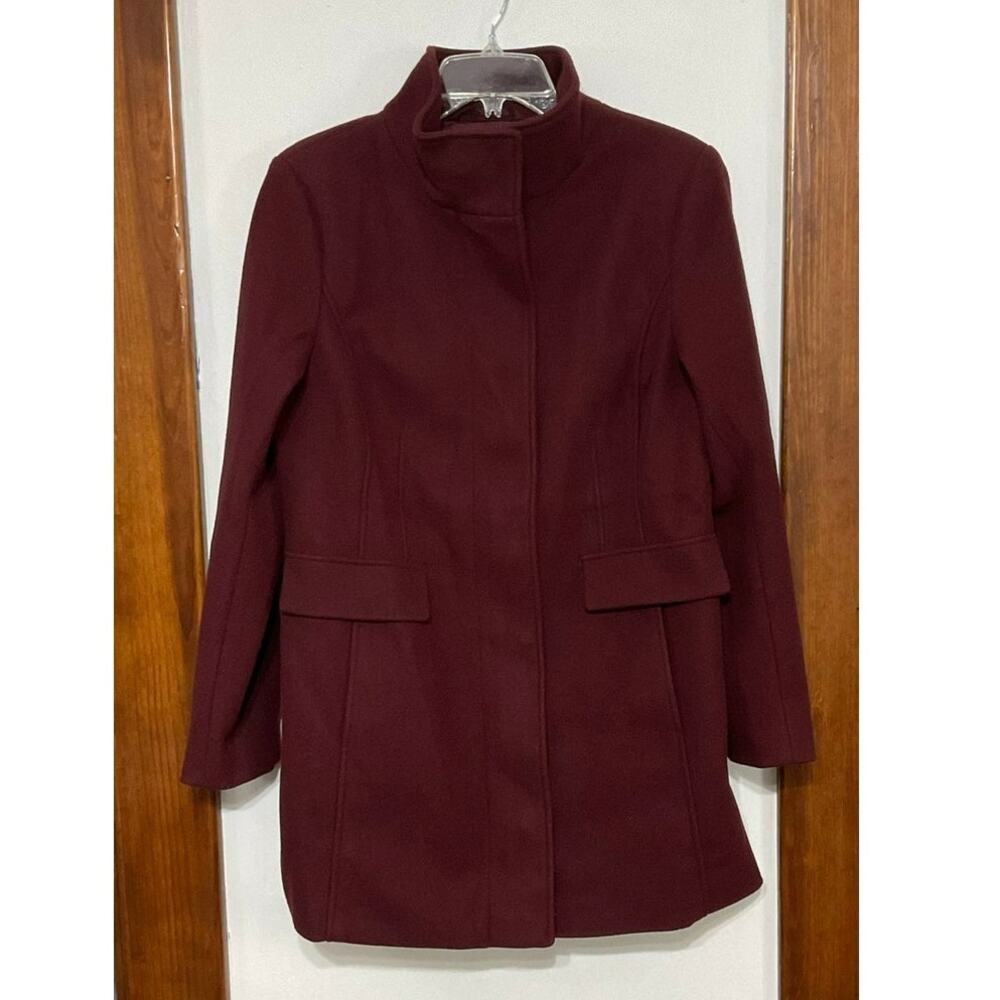 Vince Camuto Womens Full Zip Jacket Coat Dark Red Size Medium High Neck Pockets - Picture 10 of 10